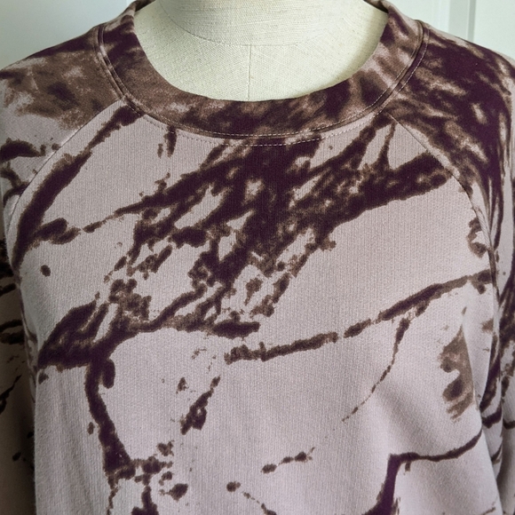 Zella Sweatshirt Pullover Crew Neck Splattered Ink Print Cotton Pink Ink S NWT - Picture 2 of 13